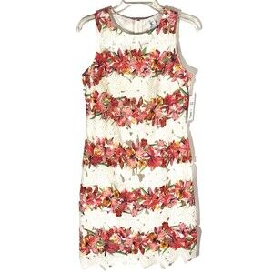Julia Jordan Floral Multicolored Sleeveless Embroidered Race Overlay Dress Sz 6
